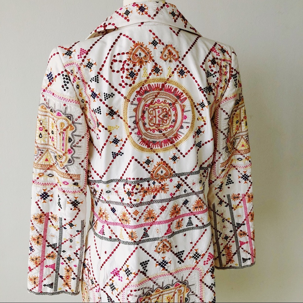 BIYA Johnny Was Embroidered Silk Coat Size M - Picture 4 of 8